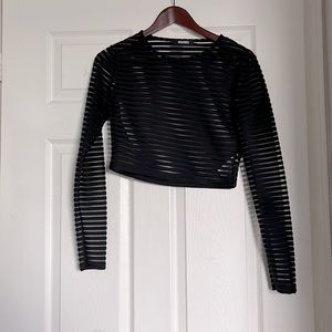Misguided mesh striped crop top